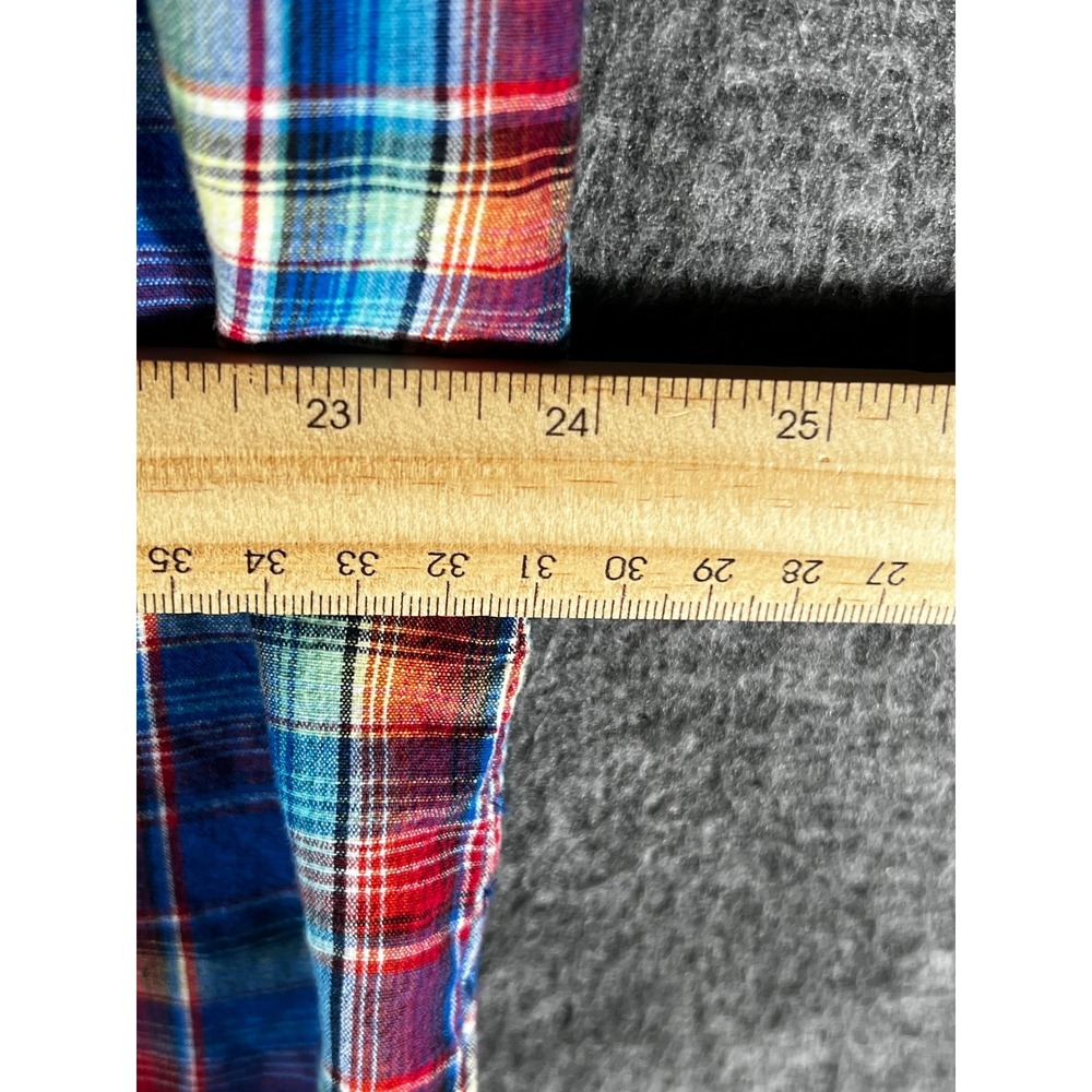 Ralph Lauren Mens XXL Classic Fit Plaid Cotton Linen Button Down Shirt Multi - Picture 7 of 8
